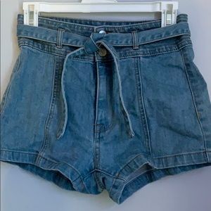 Tie paper bag shorts